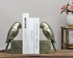 Kakizzy Gold Parrot Book Ends for Shelves,Vintage Bird Decorative Bookends,Resin Book Stopper for Books,Parrot Statue Gifts for Woman Home Office Bookshelf Decor,Unique Book Lover Gift