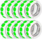 Perco Fluorescent Green 1-Inch Perforated Circle Dot Sticker Labels — 10 Rolls, 10,000 Round Stickers — with Permanent Adhesive for Inventory Management, Color Coding, Garage Sales, Crafts—Made in USA