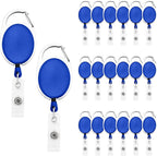 Fushing 20Pcs Retractable ID Badge Holders ID Badge Reels with Clip Retractable Badge Holders for Office Worker Doctor Nurse (Blue)