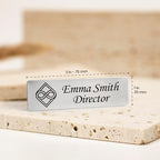 Custom Engraved ID Name Tag Badges Identification Personalized with Text & Logos, Metal Name for Clothing with Pin or Magnetic Backing Plates for Business and Employees (Text with Logo)