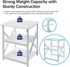 Fannova Large Printer Stand with Height Adjustable Storage Shelf, 23.6 x 23.6 Inches Square Printer Table with Industrial Wheels, Multi-use 3 Tier Rolling Printer Cart for Home Office - White