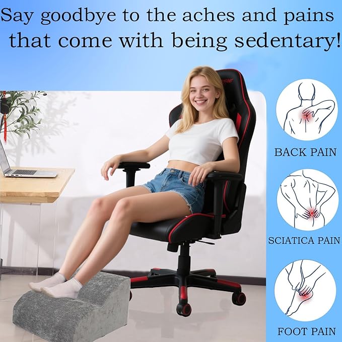 OpyTikar Foot Rest for Under Desk at Work.Multifunctional 3-Tier Foot Stool,with Washable Footrest.for Under Desk,Office Chair Gaming Chair & Sofa,Leg Elevation Pillow,Supports Posture -Dark Grey