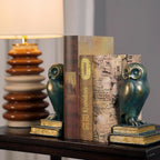 Kakizzy Book Ends for Shelves, Owl Decorative Bookends Bronze Bird Book Stopper Unique Kids Book Holders with Anti-Slip Base Luxurious Bookends for Kids Rooms Office Home Decor(Bronze)