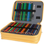 Vomgomfom Colored Pencil Holder - 200 Slots Large Capacity Case with Zipper Closure Twill Fabric, Yellow Flower Pattern for Watercolor Pens, Markers, Artists