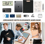 KLLVE Clipboard with Storage for Men Women, Leather Padfolio Portfolio with Zipper, 1 Inch 3 Ring Binder 5 Dividers, Notepad for Letter Size, Elastic Closure and Pen Loop, Card Slot Black