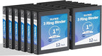 SUNEE 3 Ring Binders 1 Inch 12 Pack, Clear View Three Ring PVC-Free (Fit 8.5x11 Inches) for School or Office Supplies, Black