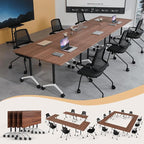 Folding Conference Table 4ft 5ft, Foldable Office Meeting Desk for 6 People, Multiple Sizes Colors Mobile Conference Room Table for Training Room School Business Furniture (6, Walnut, 63in)