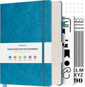 OFFIGIFT Bullet Dotted Journal Notebook, A5 Hardcover Dot Journal, 312 Numbered Pages Leather Journal, 100gsm No Bleed Paper Dot Grid Notebook with Index Pages for Women Men, 5.75" x 8.38", Blue