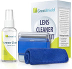 GreatShield Universal Screen Cleaning Kit, Microfiber Cloth + 2 Sided Brush + Non-Streak Solution Spray [for TV, Laptops, PC Monitors, Smartphones, Tablets, Camera, Keyboard and Other Electronics]