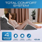 Kolbs 4pcs Orthopedic Bed Wedge Pillow Set for After Surgery, Sleep Apnea Pillow | Stylish Plush Velvet Cover | Deluxe Cushion Set for Sleeping and Acid Reflux, Sleep Apnea Devices (4 Piece Wedge Set)