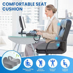 CushZone Seat Cushion, Memory Foam Office Chair Seat Cushion for Office Chairs/Car/Long Trip/Desk Chair/Gaming, Large Size for Sciatica & Hip & Tailbone Pain Relief, Sciatica Support (Light Gray)