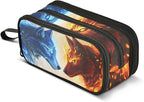 BOENLE Wolf Ice Blue Fire Pencil Case Box Boys Girls Large Pencil Pouch with Zipper Compartments Big Capacity Stationery Pen Bag Organizer for Kids Teens Adults School