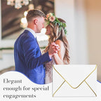 A7 White Envelopes 50 Pcs, Goefun 5x7 V-Flap Fancy Envelopes with Gold Border, for Invitation, Bridal Shower, Wedding, 5.25 x 7.25in