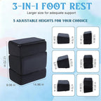 Novabright Foot Rest Under Desk at Work with 3 Adjustable Height, Non-Slip Ergonomic Foot Stool with Gel Top and Warm Pocket for Home Office Car Leg Back Rest(15" X 9" X 17.7",Parallel,Black)