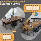 Folding Conference Table 4ft 5ft, Foldable Office Meeting Desk for 6 People, Multiple Sizes Colors Mobile Conference Room Table for Training Room School Business Furniture (4, Brown, 63in)