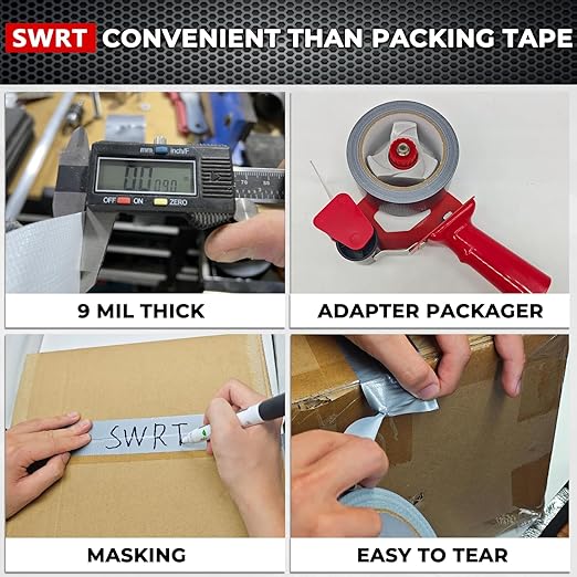 SWRT 24-Pack Silver Heavy Duty Duct Tape Strong Adhesive, 2 Inch x 720 Yd Duct Heavy Duty Waterproof All Weather Gray Duct Tape No Residue Sealing & Patching for Indoor&Outdoor Repair