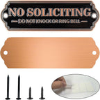 Brass No Soliciting Sign, No Soliciting Sign for House - Solid Brass Wall Plaque Handmade Traditional Home Decor, Elegant No Soliciting Do Not Knock or Ring Bell Sign for Office and Business (Brass color)