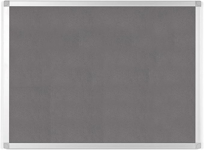BoardsPlus Gray Felt Bulletin Board, 18" x 24", Wall Mounted Self-Healing Pin Board with Aluminum Frame, Affordable Felt Vision Board for Home, Office, Dorm & Classroom