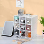 OSteed Desktop Drawers, Desk Organizer with 9 Drawers, Stackable Plastic Storage Box for Home Collection, Cosmetics, Jewelry, Office Supplies (3 Tiers, White)