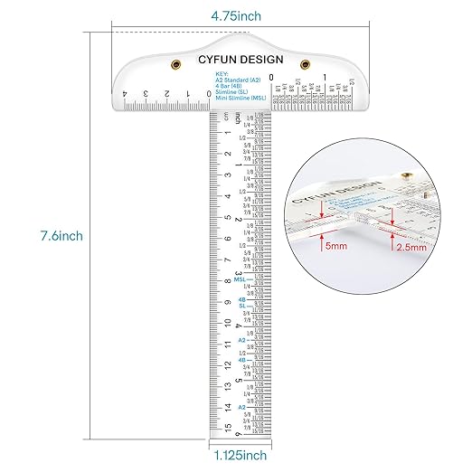 9 Pack 6 Inches Acrylic Clear T-Square Ruler,T Square Ruler, Transparent, T Ruler, for Crafting Drafting and General Layout Work Art Framing & Drafting Scrapbooking Inches & Metric Measuring Tool