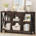 FATORRI 6 Cube Storage Organizer with Shelf, Short Horizontal Bookshelf for Living Room, Wood and Metal Cubby Bookcase, 47 Inch Industrial Low Book Shelf and Book Case (Dark Walnut)