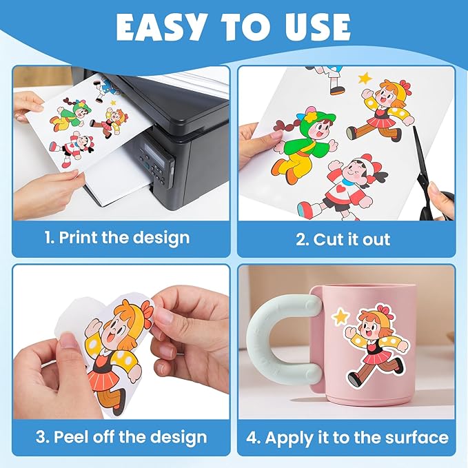 40 Sheets Glossy Sticker Paper, 8.5in x 11in Sticker Paper for Inkjet Printer, Self-adhesive Printable Sticker Papers, Vibrant Colors, Dries Quickly, US Letter Size