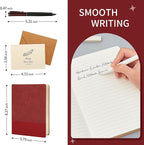 TSFPapier A5 Lined Notebook with Pen & Gift Box 216 Pages PU Leather Journals for Women Men 100GSM Thick Paper College Ruled Notebook for Christmas Gifts,School,Travel,Business,Work,Home Writing (Red)