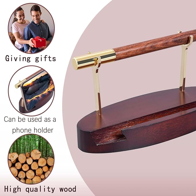 Htoxsdc Pen Holder Desk Organizers and Accessories Desk Decor ，Exquisite Wooden Pen Holder ，with a Cool Pen and Two Refills for Office and Home (Style C)