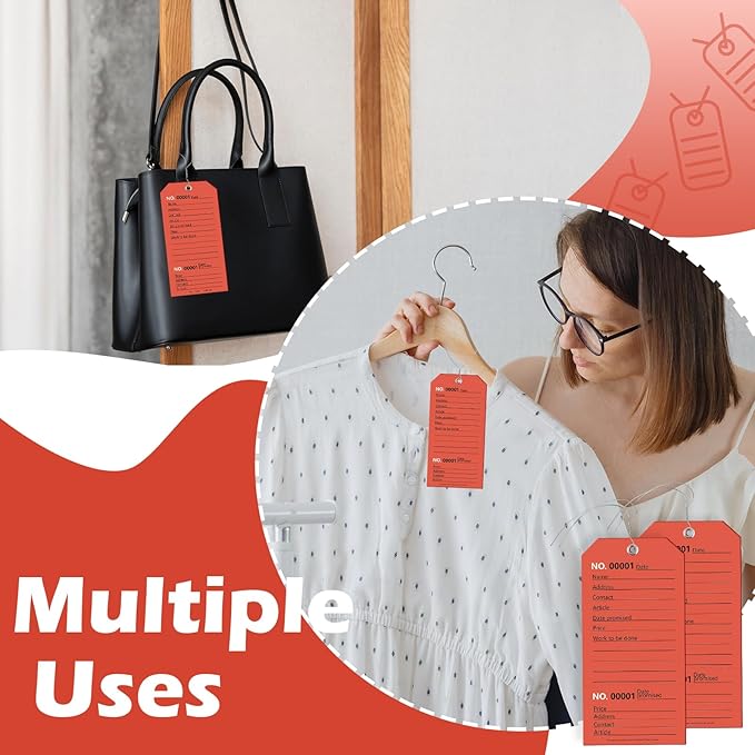 200 Pack Red Repair Tags with Wire Rope Service Repair Tags Numbered with Wire Durable 2.6 x 5.25 Inch Labels for Production Equipment Maintenance Price Notice (200, Red, 2.6x5.25in)