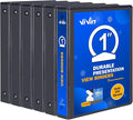 3 Ring Binder 1 Inch, ViVin Sturdy 1"-Round Ring Binder with 2 Interior Pockets, Clear View Cover, PVC-Free, Fits 200 Sheets of 8.5'' x 11'' Paper, Office Home School (6 Pack, Black)