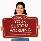 Custom Decorative Outdoor Metal & Aluminum Signs, Personalized Driveway Signs, Waterproof USA Made, Design 1 Red Brick 18x12