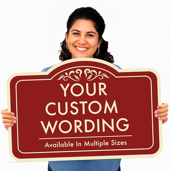 Custom Decorative Outdoor Metal Signs, Personalized Aluminum, Customized Driveway Signs, Waterproof Made In USA, Design 1 Red Brick 24x18 In