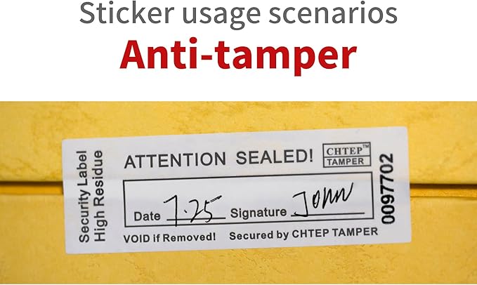 ChtepTamper 100 Pieces Total Transfer Tamper-Evident Stickers Security Labels Great for Goods Shipping,Exchange of Agency Files, Privacy Protection or More(Serial Number 0.8 * 2.4inches White)