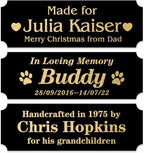 Personalized Name Plates, Black Engraved Plaque with Gold Text, Trophy Plates Engraved, Custom Name Plate with Adhesive Backing or Screws, 6" W x 2" H