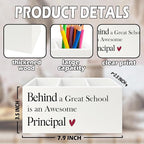 XPH Principal Gifts Pen Pencil Holder Organizer for Desk, Gifts for Principals Women Men, Behind a Great School Is an Awesome Principal Wooden Box Sign for Office Workplace Desk Tabletop Decorations