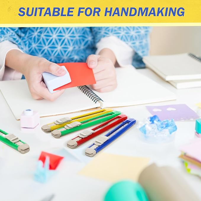 Zhehao 500 Pcs Box Cutters Bulk Retractable Utility Knife Office Supplies 14mm Wide Blade Blade Knife Plastic Compact Box Opener with Sliding Lock Tools for Home Office Arts Crafts