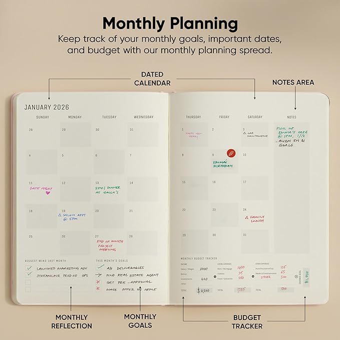 Dated, 2026 Planner, 8.5" x 11" - The #1 Productivity Planner to Achieve Your 2026 Goals - Planner 2026-2027 by PRODUCTIVITY STORE (A4, PINK)