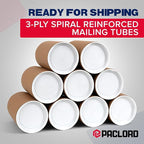 Paclord 4" x 6" Heavy-Duty Reinforced Cardboard Mailing Tube, Pack of 1 Tube with 2 Caps – Secure USPS Approved – Great for Shipping and Storing of Prints, Artwork, Posters or Documents
