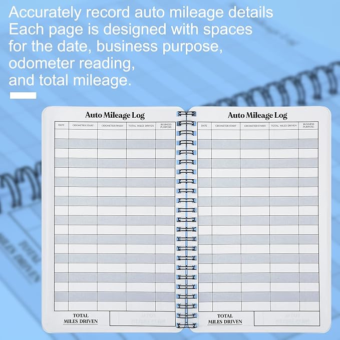 Spakon 2 Pcs Auto Mileage & Expense Log Book for Car Taxes Vehicle Maintenance Expense Track Record Notebook Small Business Gas Miles Log Book for Driver 5 x 7.87 Inch(Delicate,Classic Color)