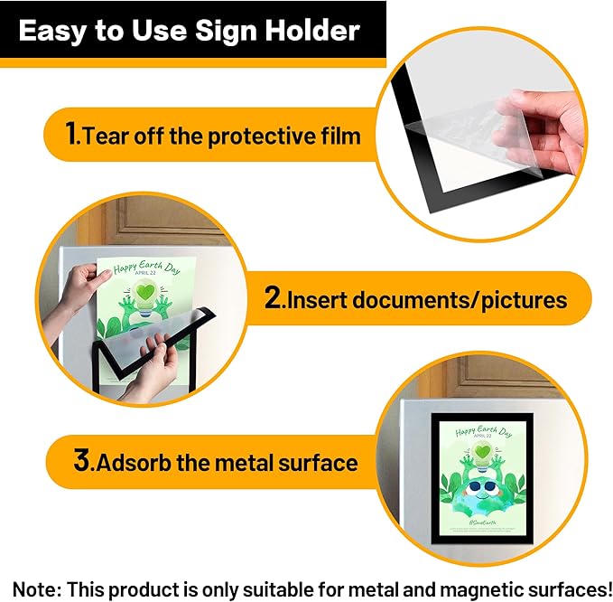 VAIIGO 10-Pack Magnetic Sign Holders 8.5 x 11 - Magnetic Frames for Fridge & Metal Surfaces - Document & Paper Display Holders, Picture/Poster/Photo Frames for Home, Office, Classroom