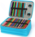 Vomgomfom Colored Pencil Case - 252 Slot Deluxe PU Leather Large Capacity Pencil Organizer with Zipper Closure for Watercolor Pens, Markers (Green)