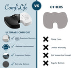 ComfiLife Premium Comfort Seat Cushion - Non-Slip Orthopedic 100% Memory Foam Coccyx Cushion for Tailbone Pain - Cushion for Office Chair Car Seat - Back Pain & Sciatica Relief (Black)