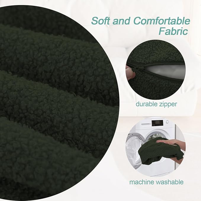MeMoreCool Stuffed Round Pouf Ottoman Foot Rest, Floor Pouf Foot Stool with Soft Foam Chunk Filling, Small Round Ottoman Footstool Circle Footrest for Living Room, Green