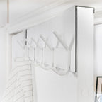 WEBI Over The Door Hooks,Over Door Towel Rack,Door Hanger,Door Coat Hanger,Door Coat Rack,Door Hooks for Hanging Clothes,Back of Door,White