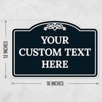 Custom Decorative Sign, Personalized Metal Sign for Business, Driveway, Home, Airbnb, Office Door Plaque, Black Background 12x18 Inches, ACM, Fade Resistant, Made in USA by Sigo Signs