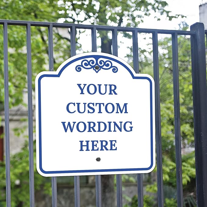 Custom Decorative Sign, Personalized Metal Sign for Business, Driveway, Home, Airbnb, Office Door Plaque, White Background 18x18 Inches, ACM, Fade Resistant, Made in USA