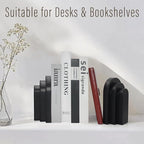 LIN CHUAN Heavy Duty Book Ends for Shelves, Decorative Bookends for Heavy Books Set of 2, 6.6 LBS Modern Book Stopper for Home Decor, Bookshelf, Aesthetic Bookend with Layered Arch Design, Black