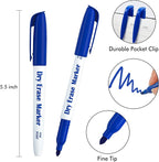 Lineon Dry Erase Markers, 100 Bulk Pack Blue Whiteboard Markers with 2 Eraser, Fine Point Dry Erase Markers Perfect For Writing on Whiteboards, Dry-Erase Boards,Mirrors for School Office Home