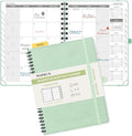 POPRUN Monthly Planner 2026-2027 (Medium 6.5" x 8.5") 18 Months Calendar Book(Jan 2026 - Jun 2027) - 4 Pages per Month with Expense & Notes, Stair-like tabs, Leather Cover, Sunday Start - Green