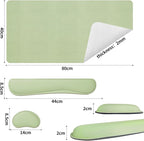 Bloss Leather Desk Mat and Keyboard Wrist Rest, Large Mouse Pad + Keyboard Pad+Mouse Wrist Support, Non-Slip Desk Mat Protector for Office, Home(35.4×15.7 Inches, Green)